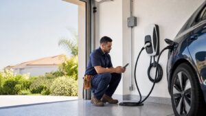 Level 2 EV charger installed in a San Diego garage by a licensed electrician